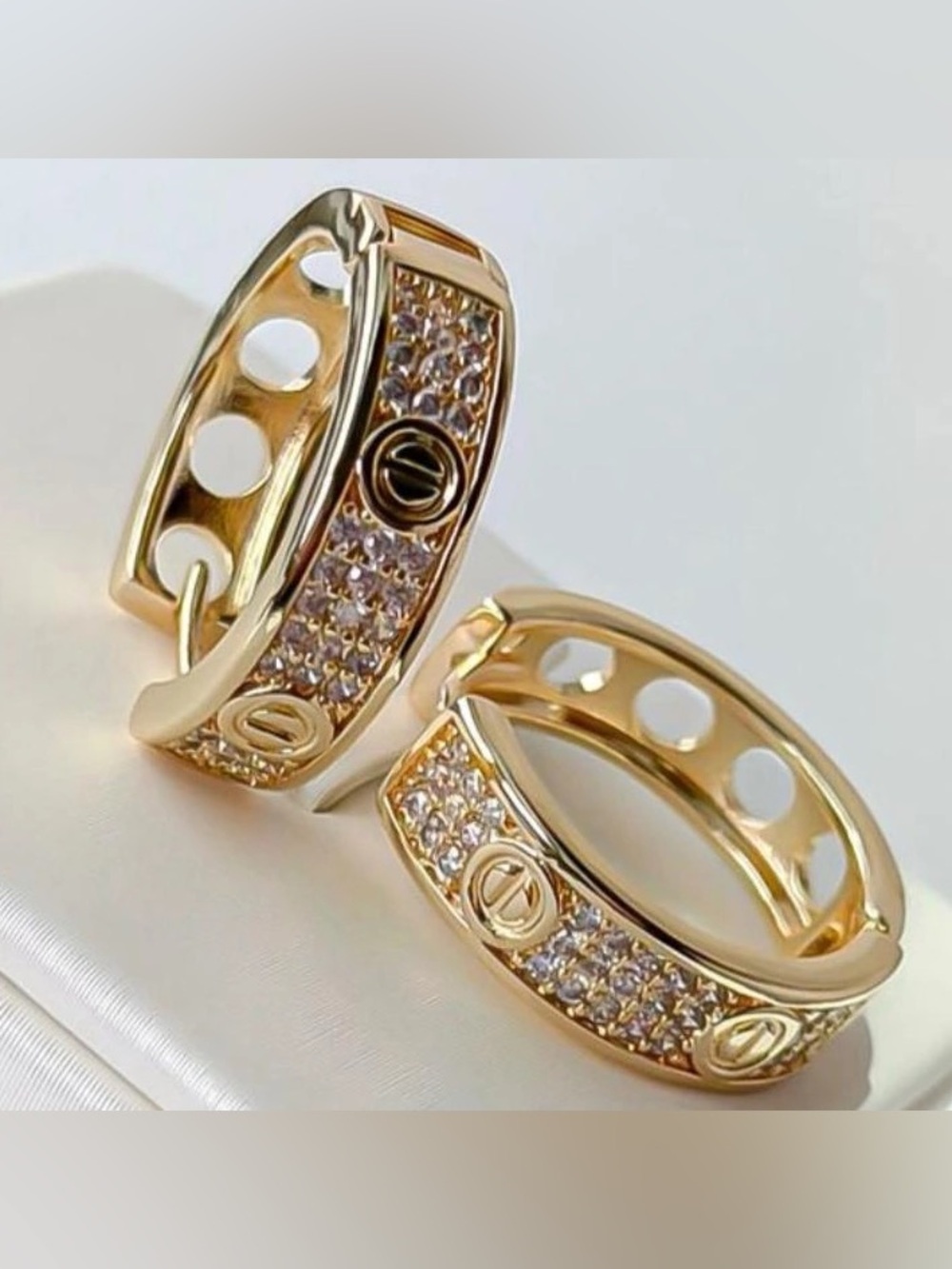 Adina Eden Gold Crystal Pave Hoop Earrings - Picture 3 of 9